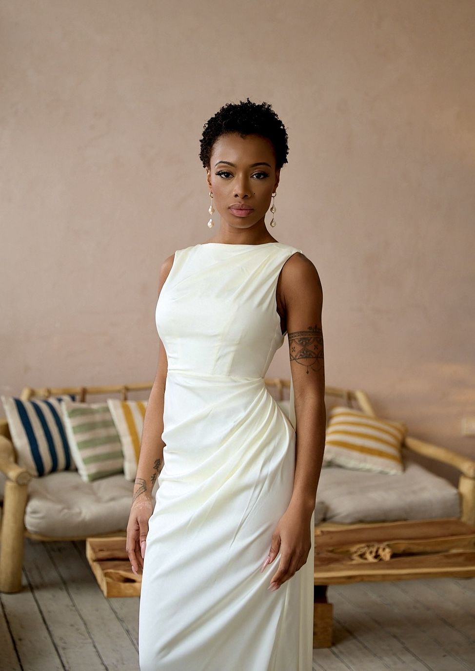 Portrait of Paige Lewin in a white dress