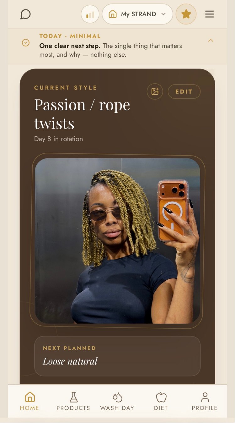 The STRAND app home screen